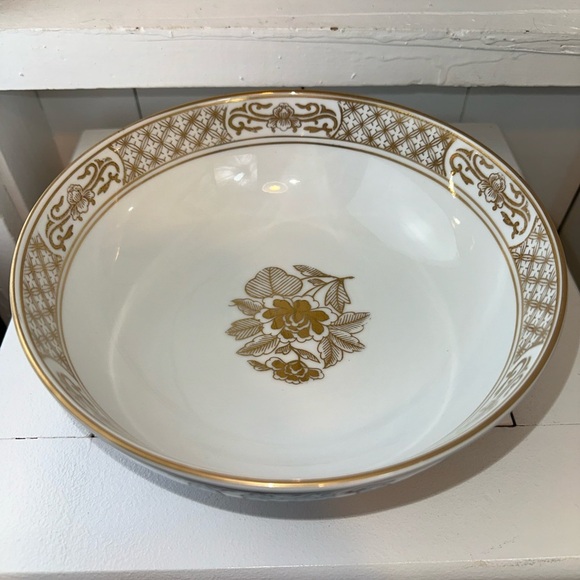 Gold Imari Hand-Painted Porcelain Bowl Birds & Floral Design Vintage Blue & Gold - Picture 3 of 12